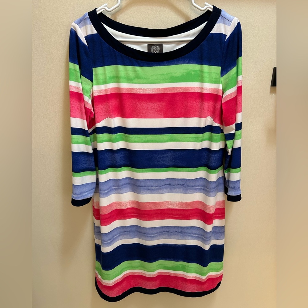 Vince Camuto Size 14 Multicolor Striped Dress